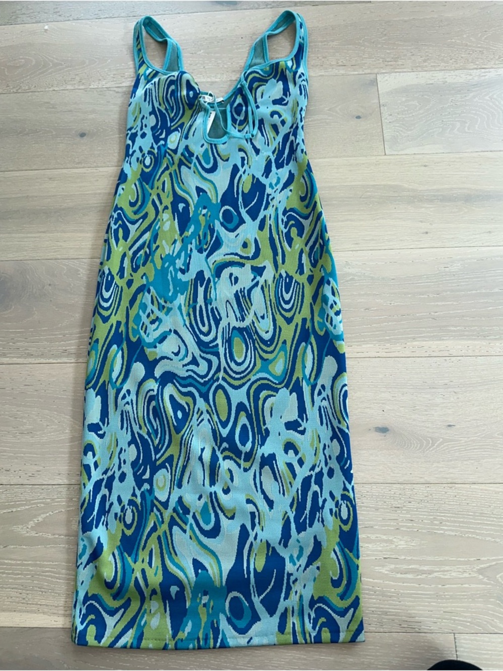 NWT ZARA Jacquard blue midi dress size M - Picture 5 of 9